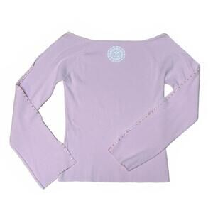 Light Pink Ribbed Long Sleeve Top with Sequin Detailing Along the Sleeves